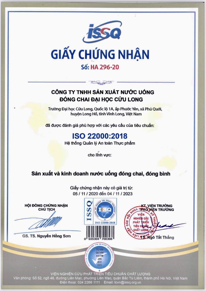 Công ty TNHH sản xuất nước uống đóng chai Đại học Cửu Long